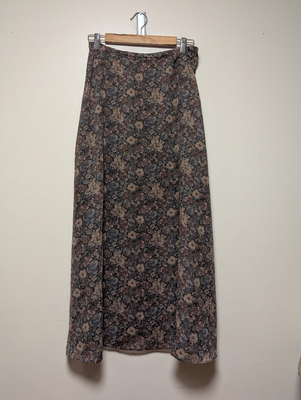 Talbots Collection Floral Maxi Skirt Size 10 Brown Mauve Cottagecore Romantic